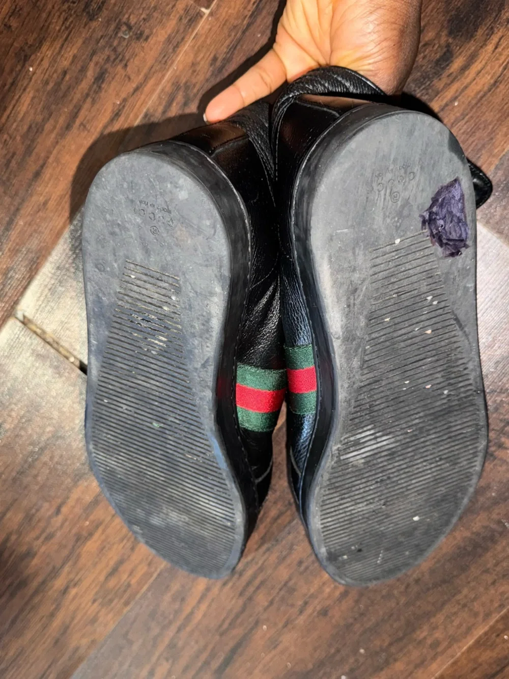 Gucci Black Leather High-Top Boots with Green and Red Web Stripe